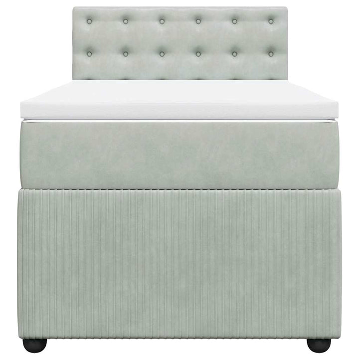 kontinentalseng med madras 90x200cm fløjl lysegrå