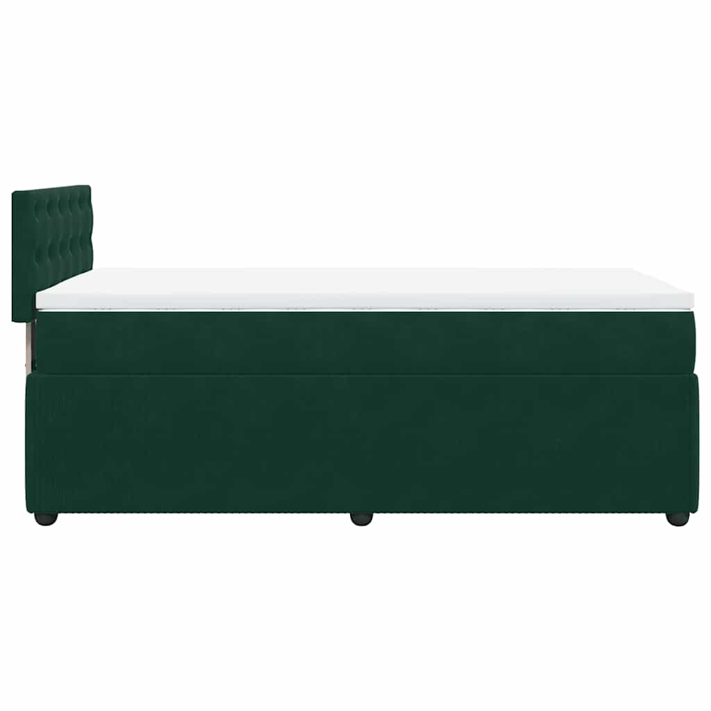 kontinentalseng med madras 90x200 cm fløjl mørkegrøn