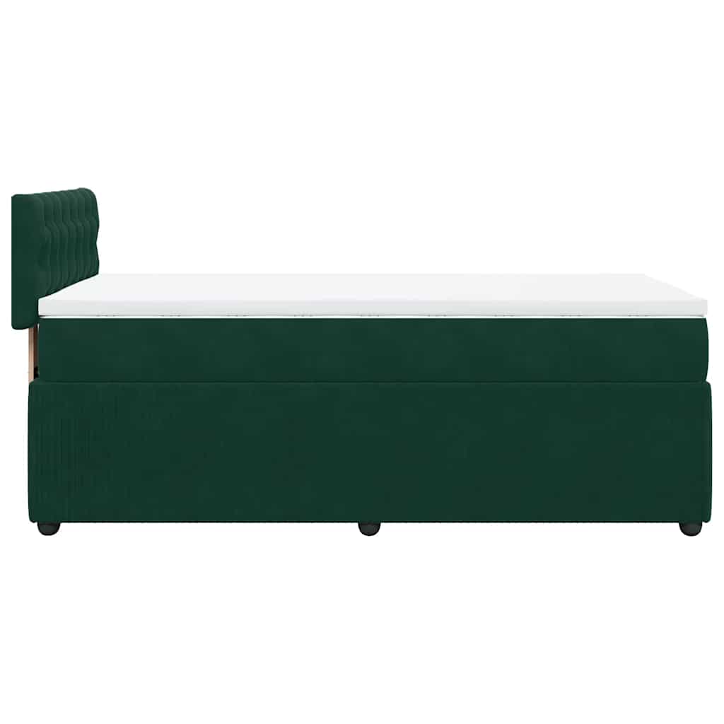 kontinentalseng med madras 90x200 cm fløjl mørkegrøn