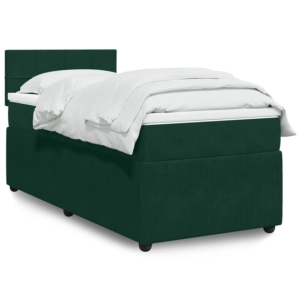 kontinentalseng med madras 90x200 cm fløjl mørkegrøn
