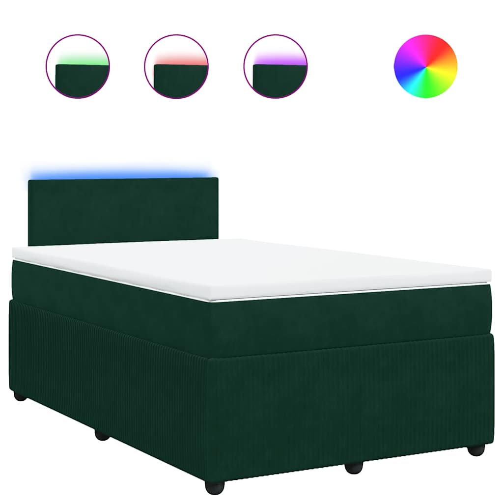 kontinentalseng med madras 120x190 cm velour mørkegrøn