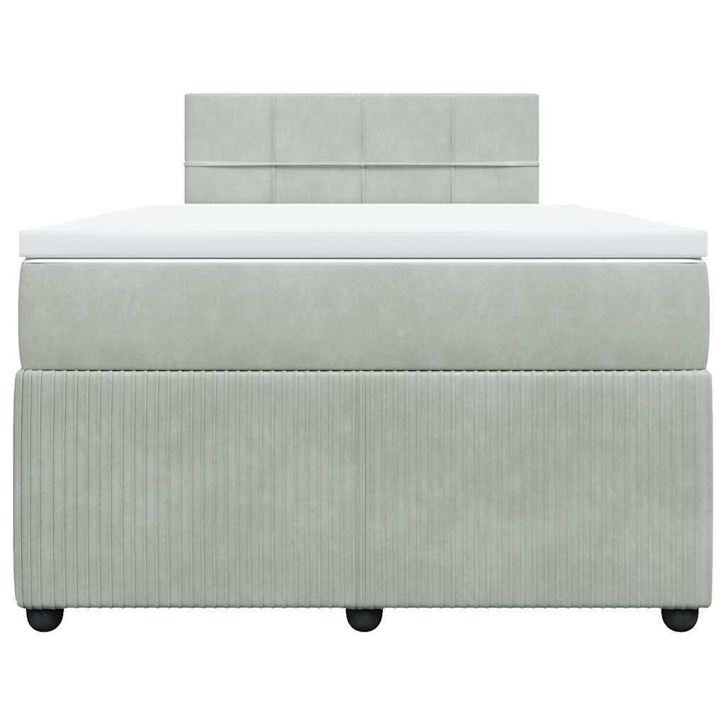 kontinentalseng med madras 120x190 cm velour lysegrå