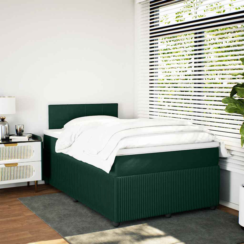 kontinentalseng med madras 120x190 cm velour mørkegrøn