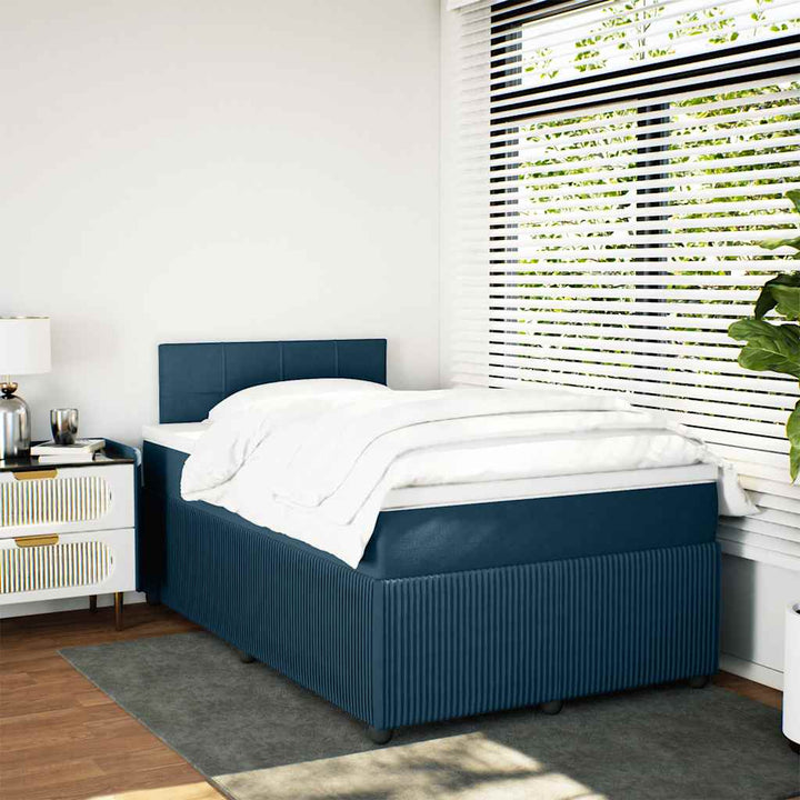 kontinentalseng med madras 120x190 cm velour blå
