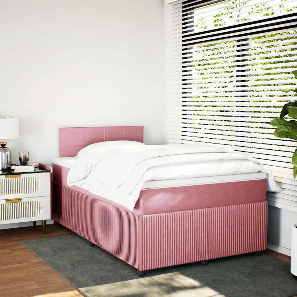 kontinentalseng med madras 120x190 cm velour lyserød