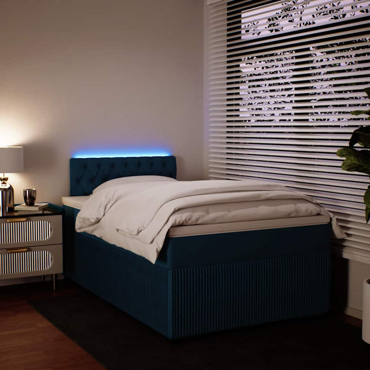 kontinentalseng med madras 120x190 cm velour blå