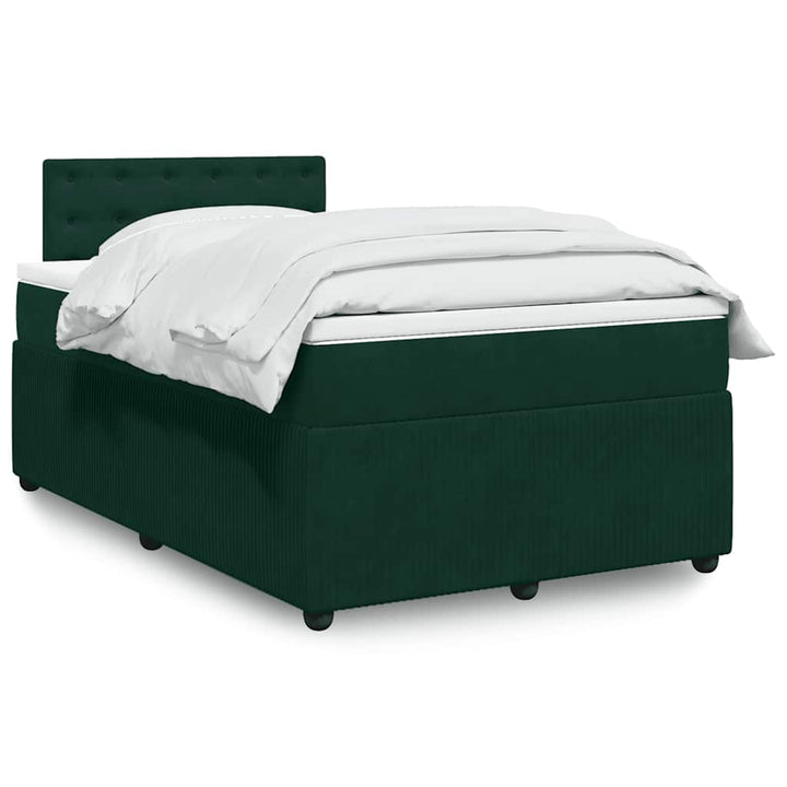 kontinentalseng med madras 120x190 cm velour mørkegrøn