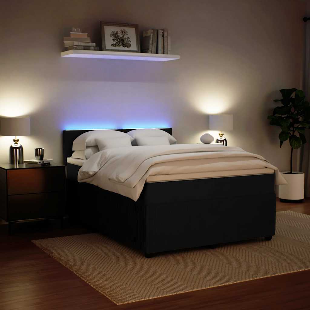 kontinentalseng med madras 140x190 cm fløjl sort