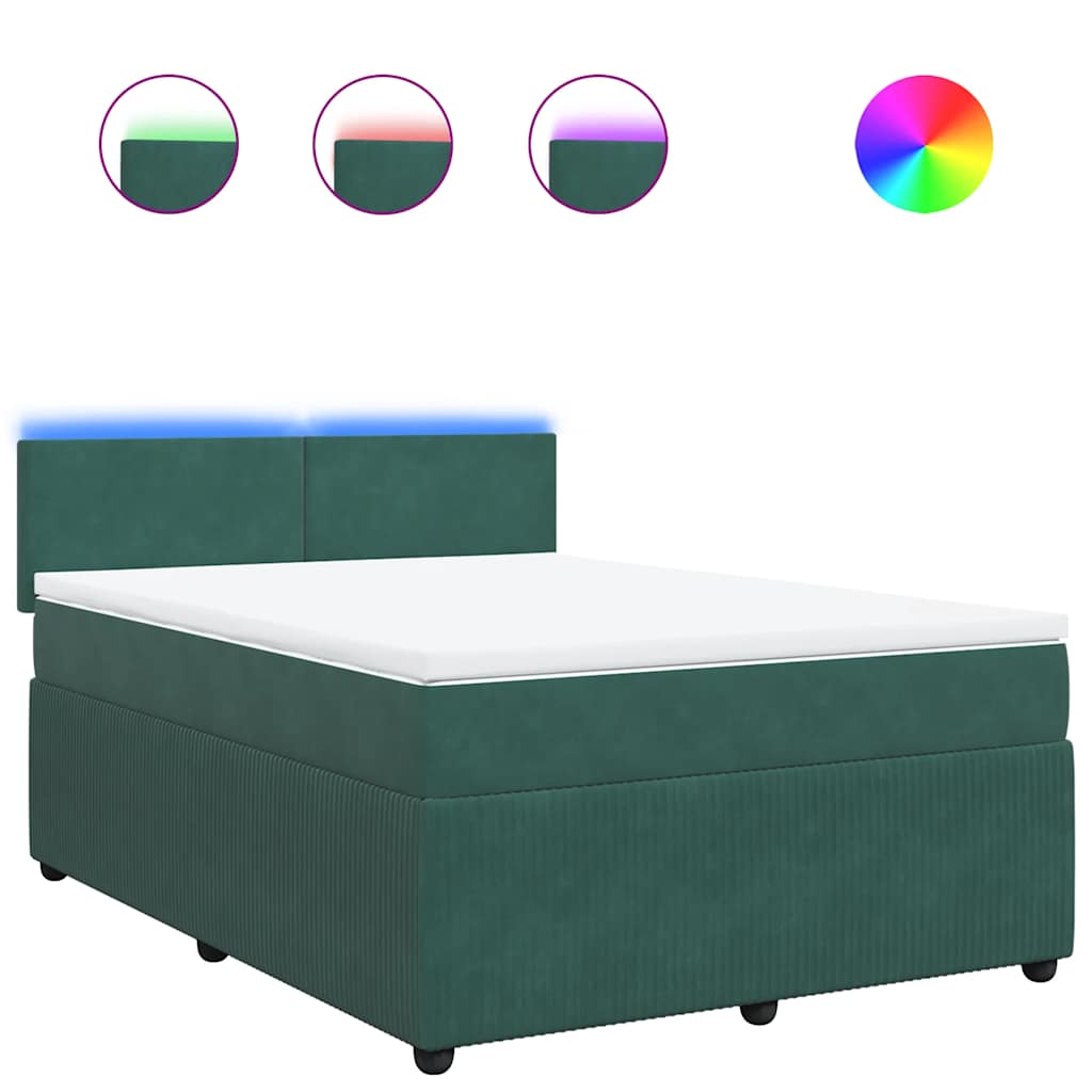 kontinentalseng med madras 140x190 cm fløjl mørkegrøn