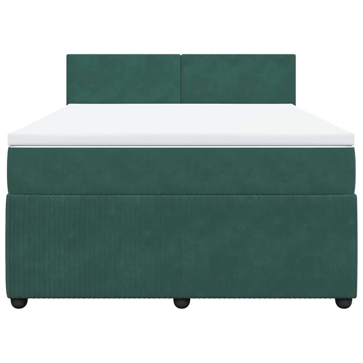 kontinentalseng med madras 140x190 cm fløjl mørkegrøn