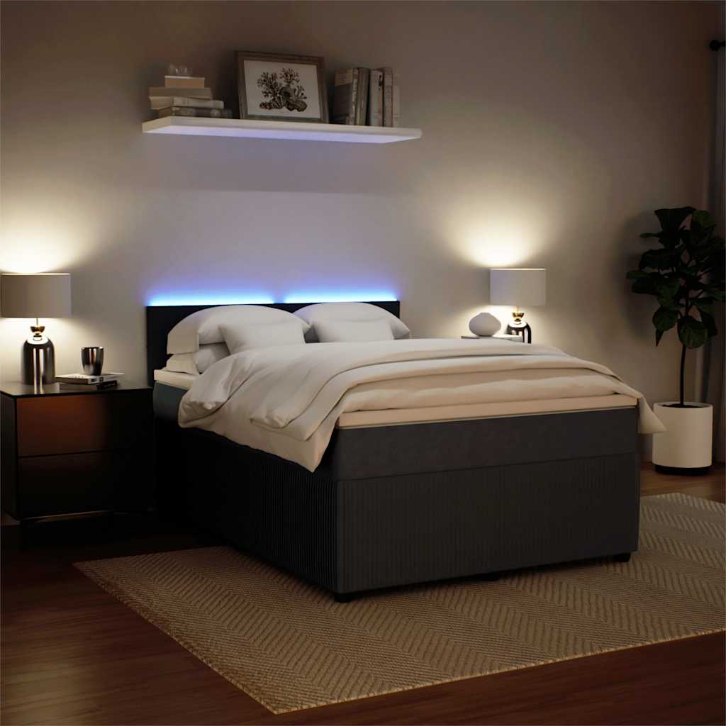 kontinentalseng med madras 140x190 cm fløjl mørkegrå