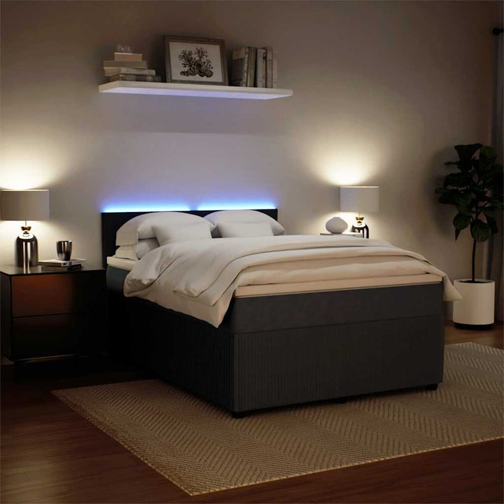 kontinentalseng med madras 140x190 cm fløjl mørkegrå