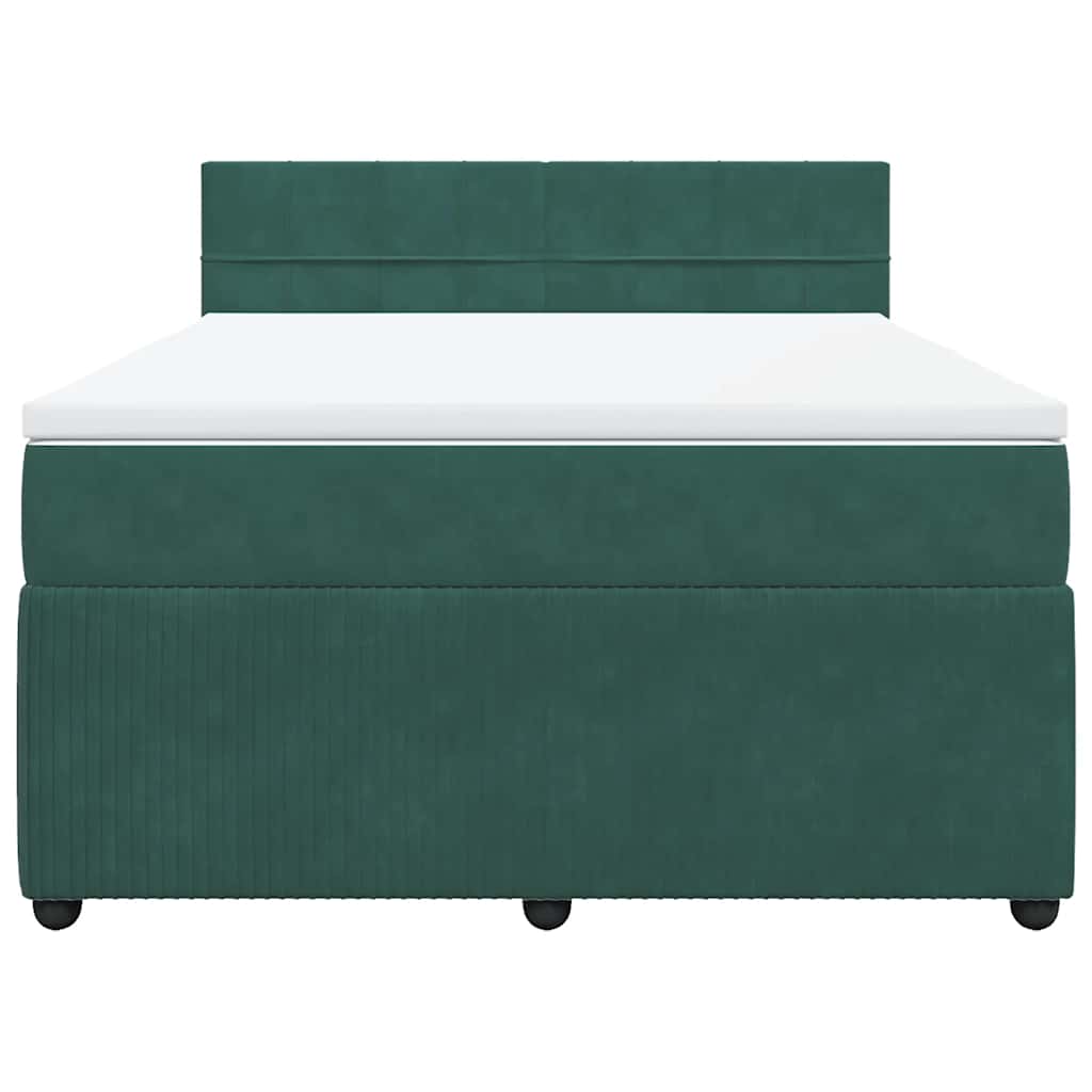 kontinentalseng med madras 140x190 cm fløjl mørkegrøn