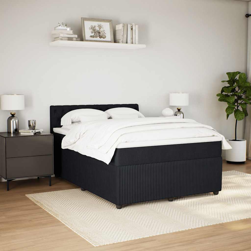 kontinentalseng med madras 140x190 cm fløjl sort