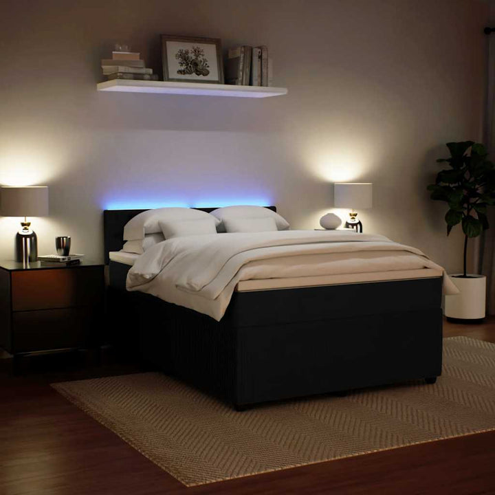 kontinentalseng med madras 140x190 cm fløjl sort