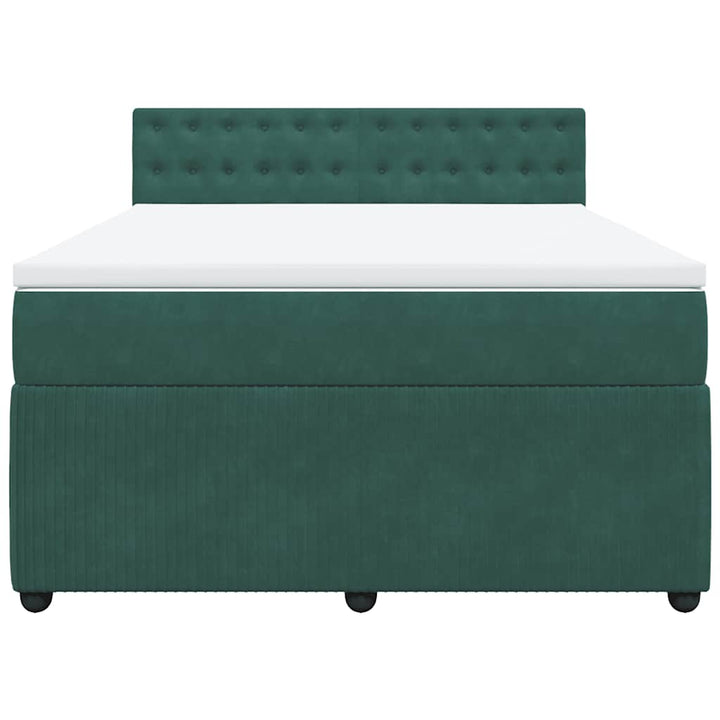 kontinentalseng med madras 140x190 cm fløjl mørkegrøn