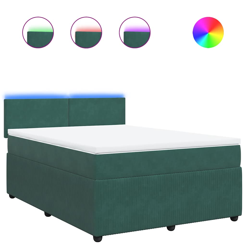 kontinentalseng med madras 140x200 cm fløjl mørkegrøn