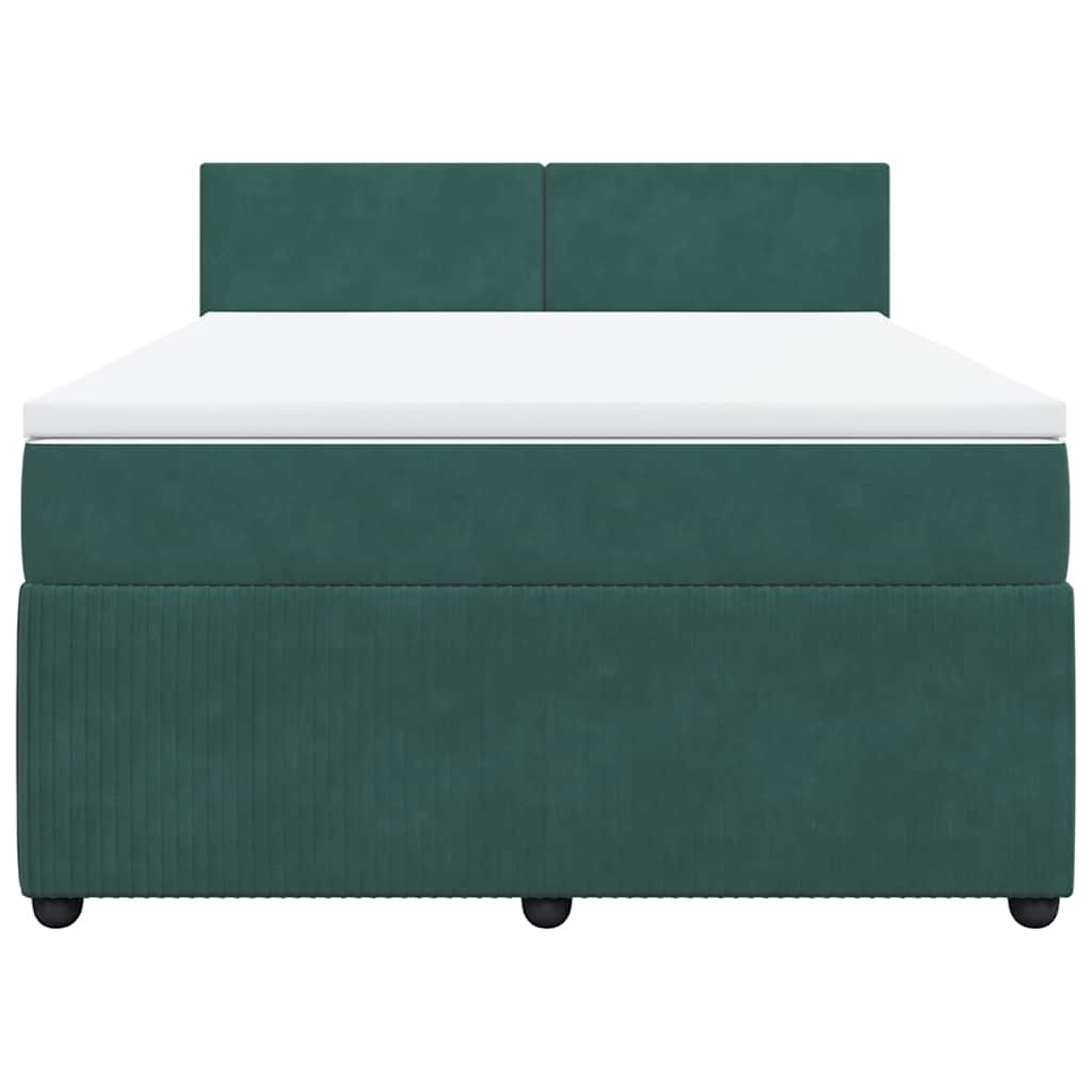 kontinentalseng med madras 140x200 cm fløjl mørkegrøn