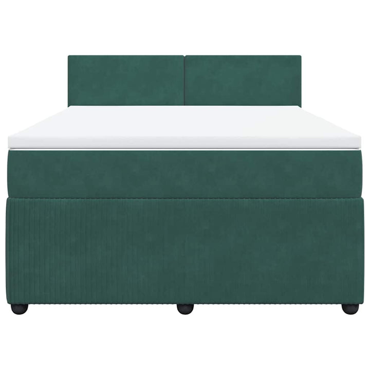 kontinentalseng med madras 140x200 cm fløjl mørkegrøn