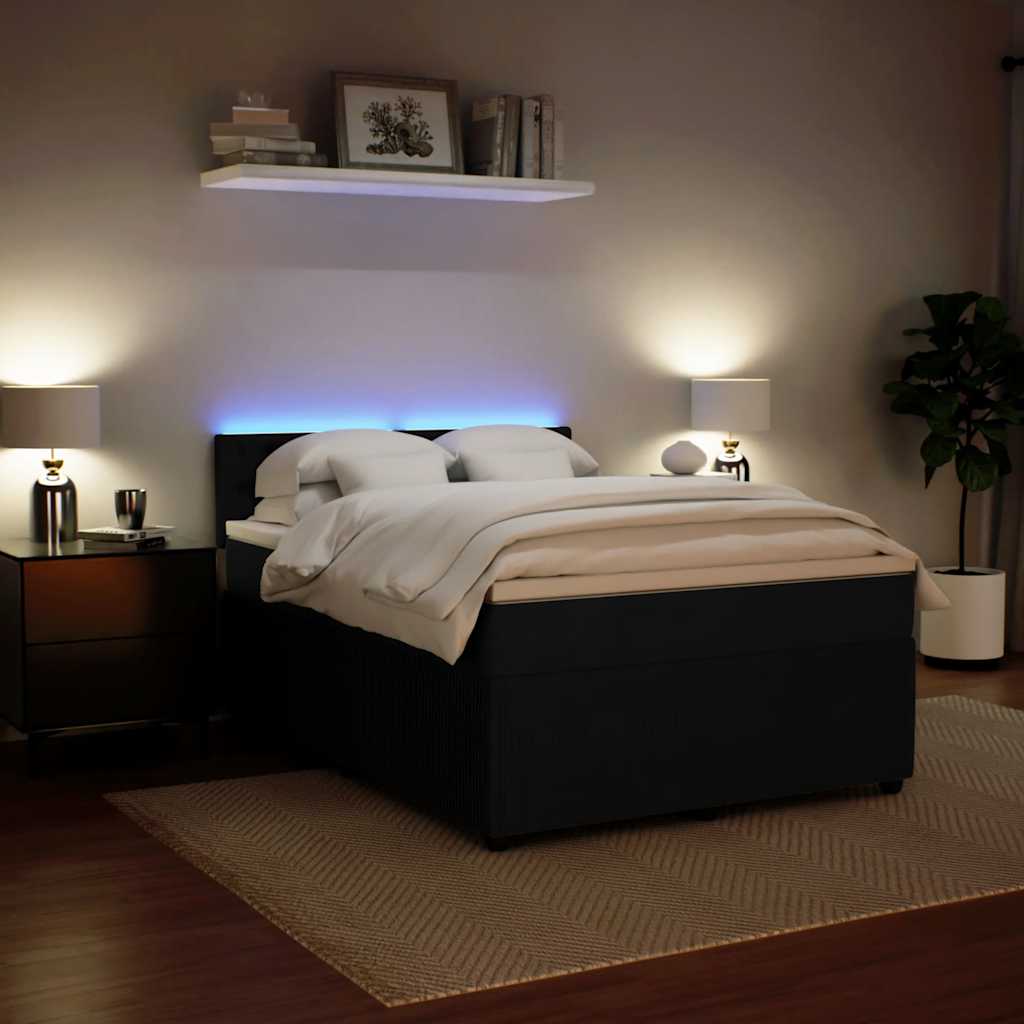 kontinentalseng med madras 140x200 cm fløjl sort