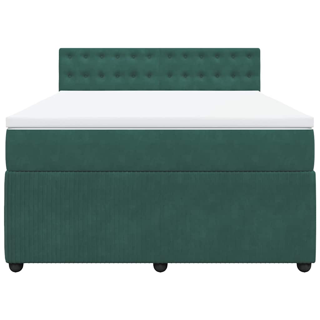 kontinentalseng med madras 140x200 cm fløjl mørkegrøn