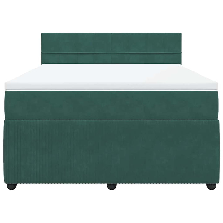 kontinentalseng med madras 160x200 cm fløjl mørkegrøn