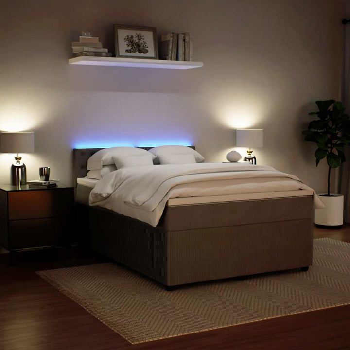 kontinentalseng med madras 160x200 cm fløjl lysegrå