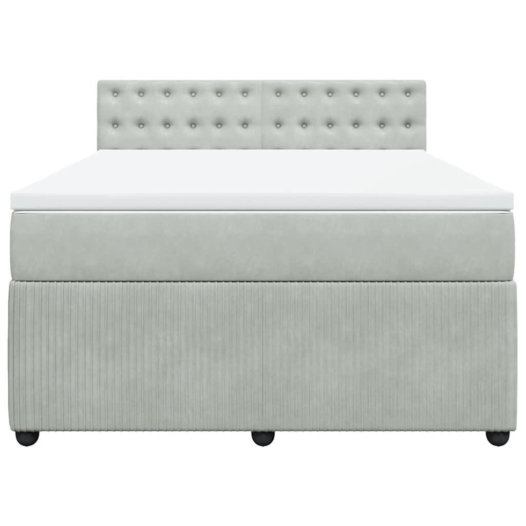 kontinentalseng med madras 160x200 cm fløjl lysegrå