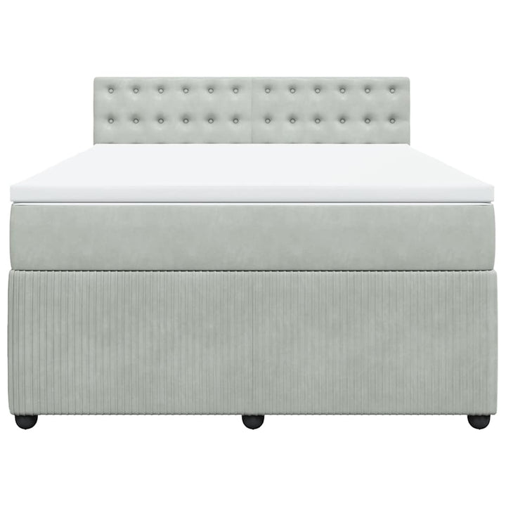 kontinentalseng med madras 160x200 cm fløjl lysegrå