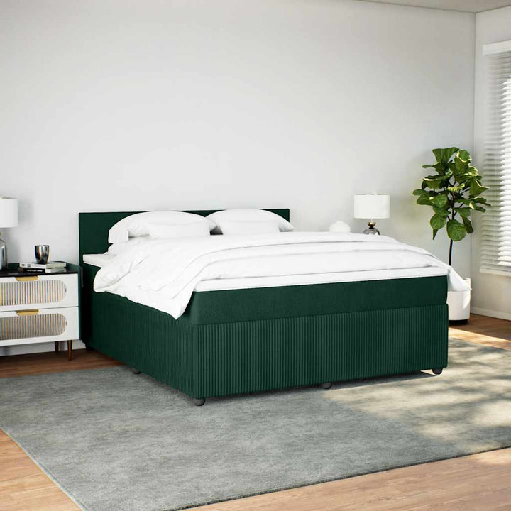 kontinentalseng med madras 180x200 cm fløjl mørkegrøn