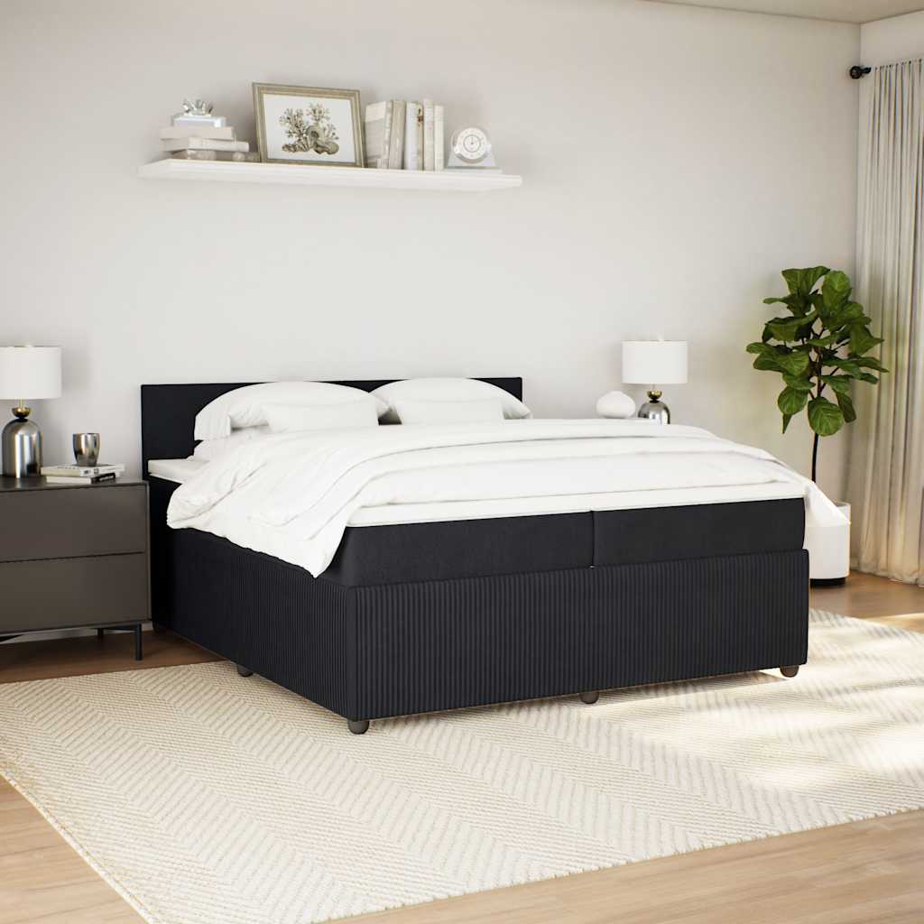kontinentalseng med madras 200x200 cm fløjl sort
