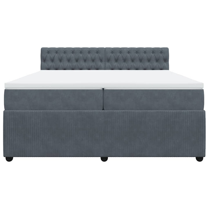 kontinentalseng med madras 200x200 cm fløjl mørkegrå