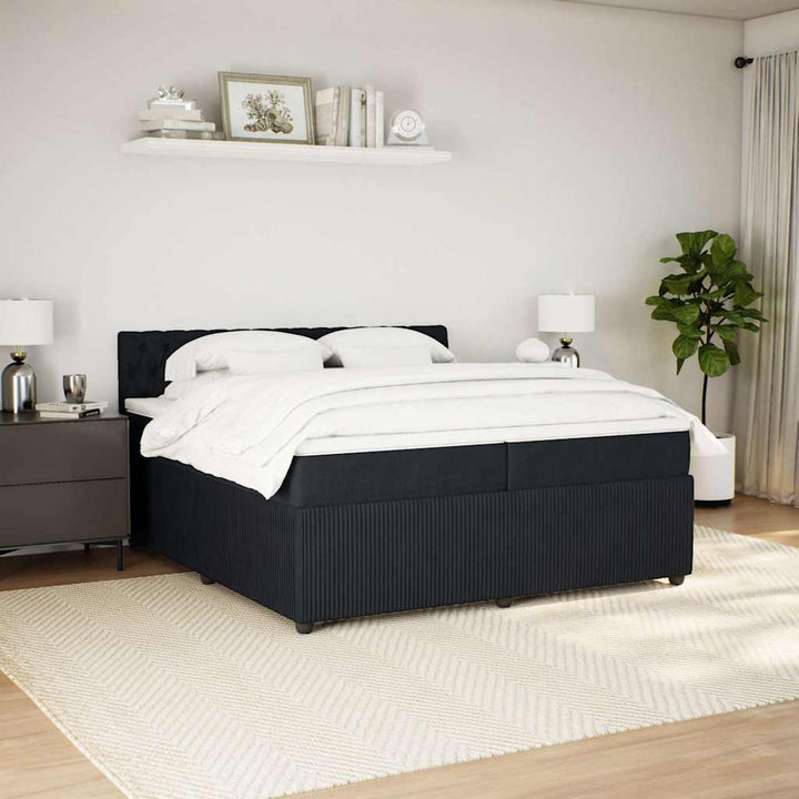 kontinentalseng med madras 200x200 cm fløjl sort