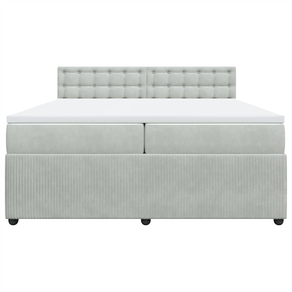 kontinentalseng med madras 200x200 cm fløjl lysegrå