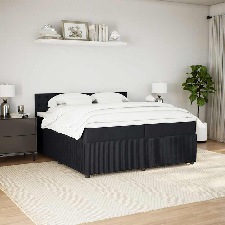 kontinentalseng med madras 200x200 cm fløjl sort