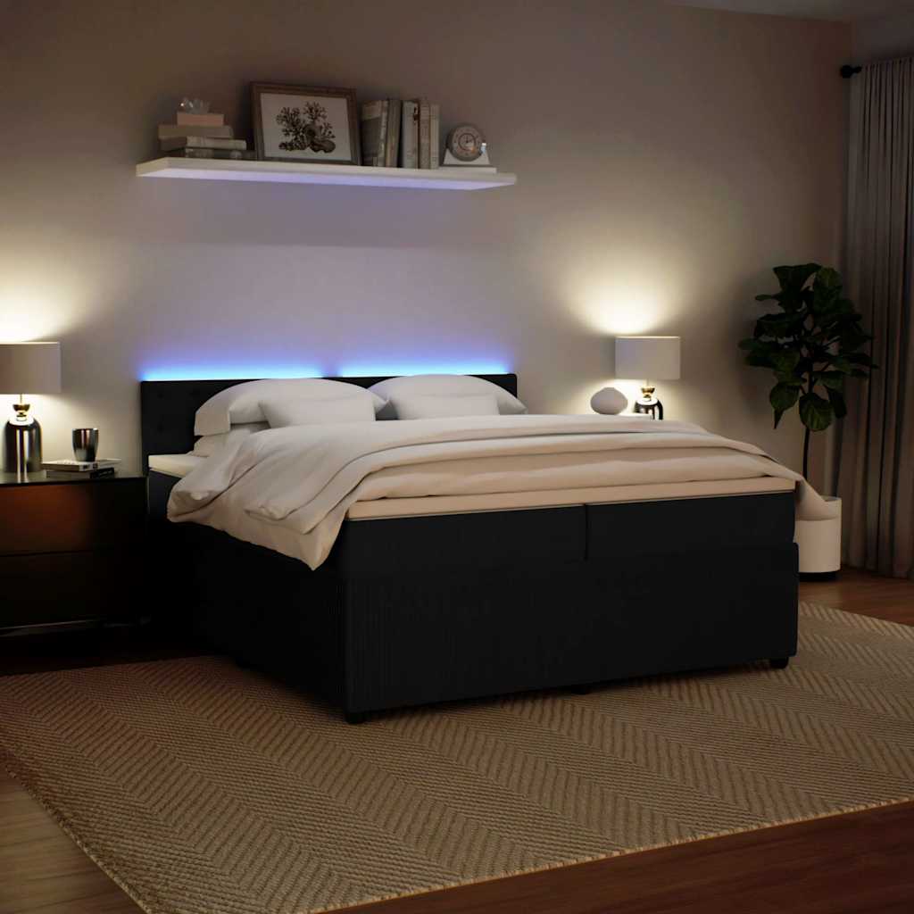 kontinentalseng med madras 200x200 cm fløjl sort