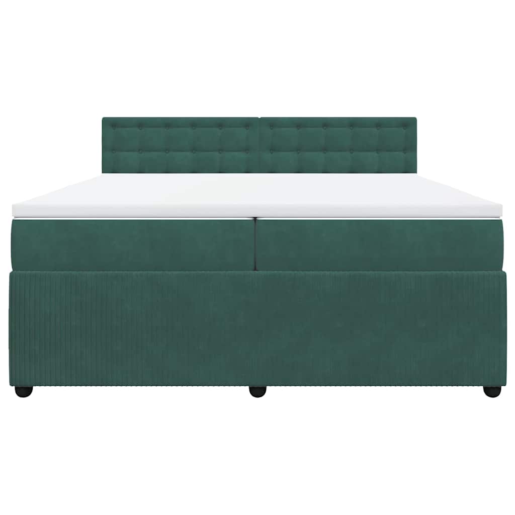 kontinentalseng med madras 200x200 cm fløjl mørkegrøn