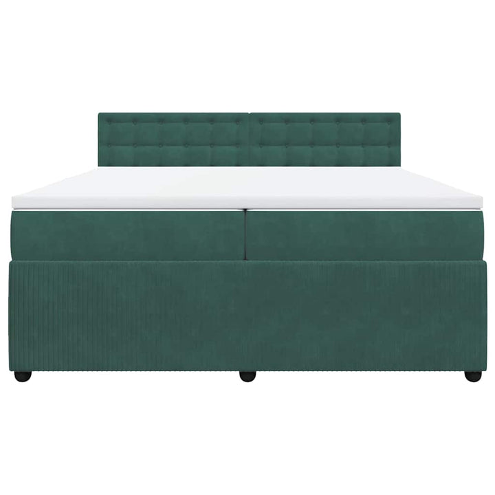 kontinentalseng med madras 200x200 cm fløjl mørkegrøn