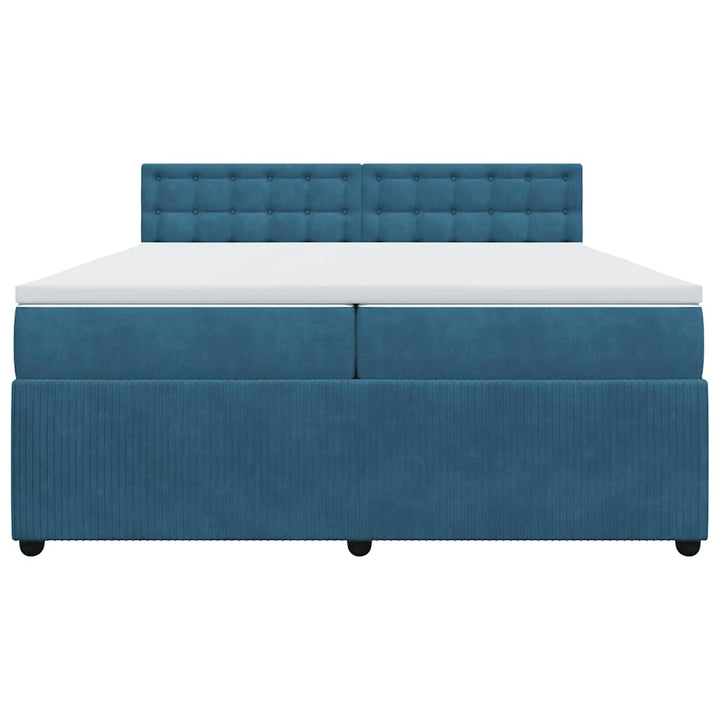 kontinentalseng med madras 200x200 cm fløjl blå