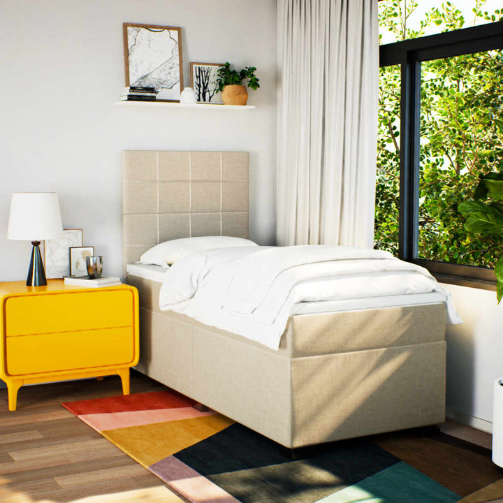 kontinentalseng med madras 80x200 cm stof cremefarvet