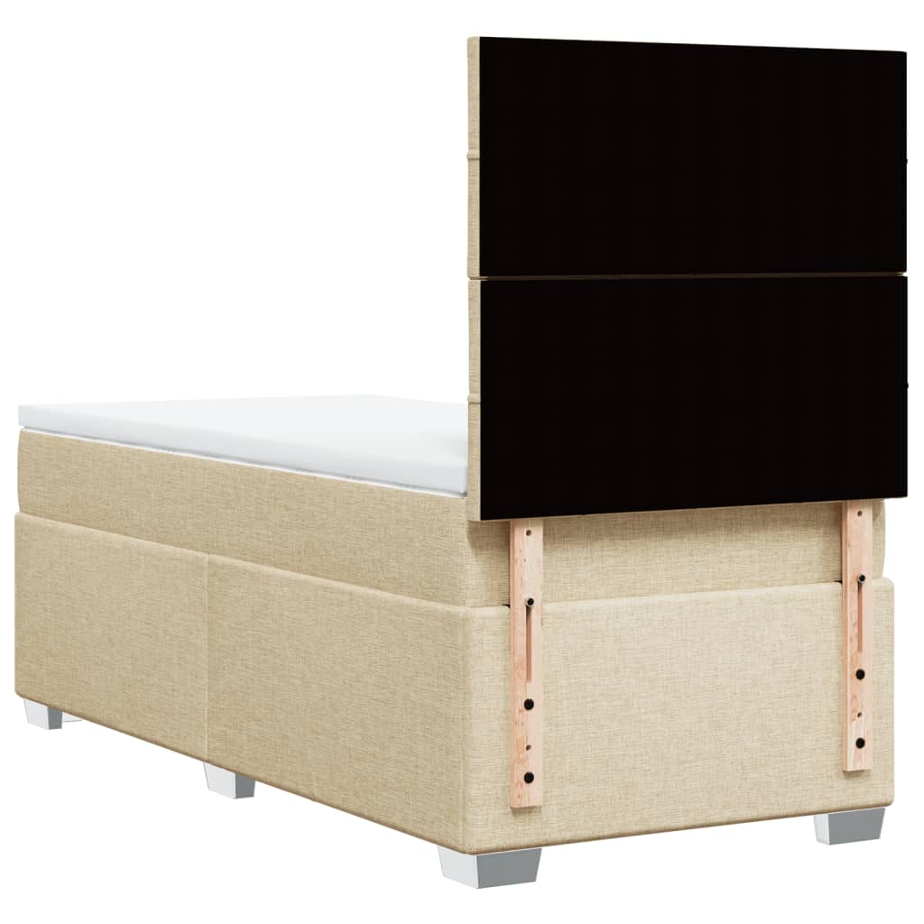 kontinentalseng med madras 90x190 cm stof cremefarvet