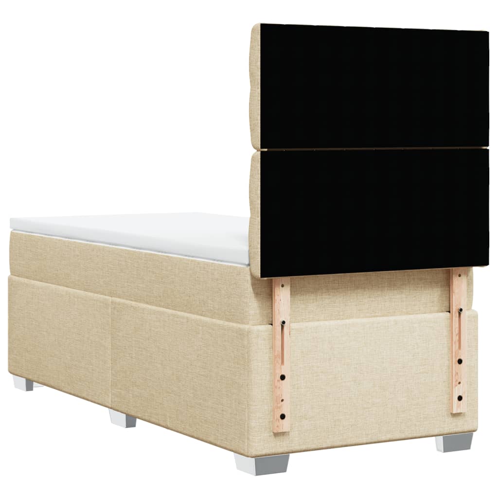 kontinentalseng med madras 90x190 cm stof cremefarvet
