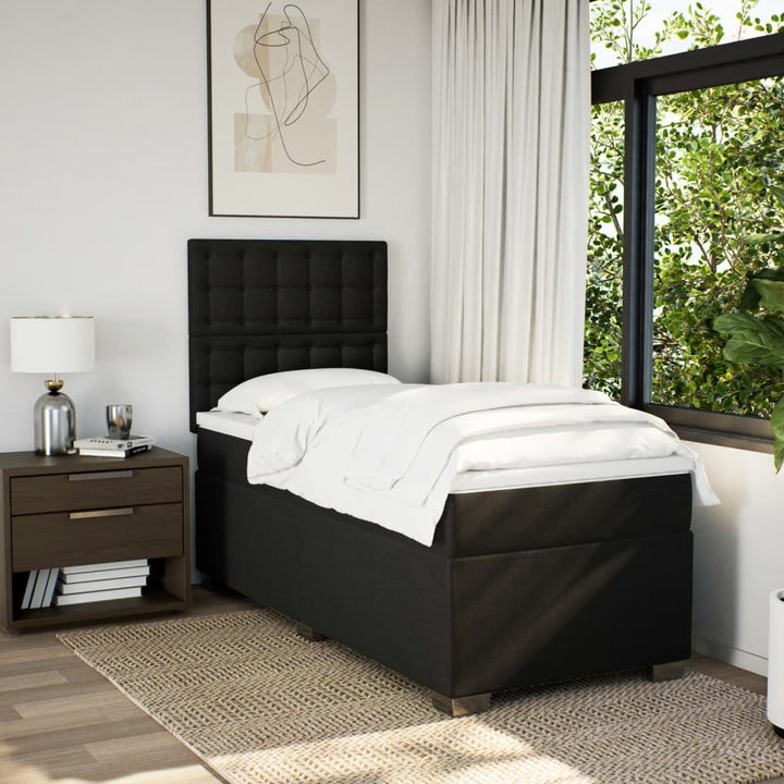 kontinentalseng med madras 90x190 cm stof sort
