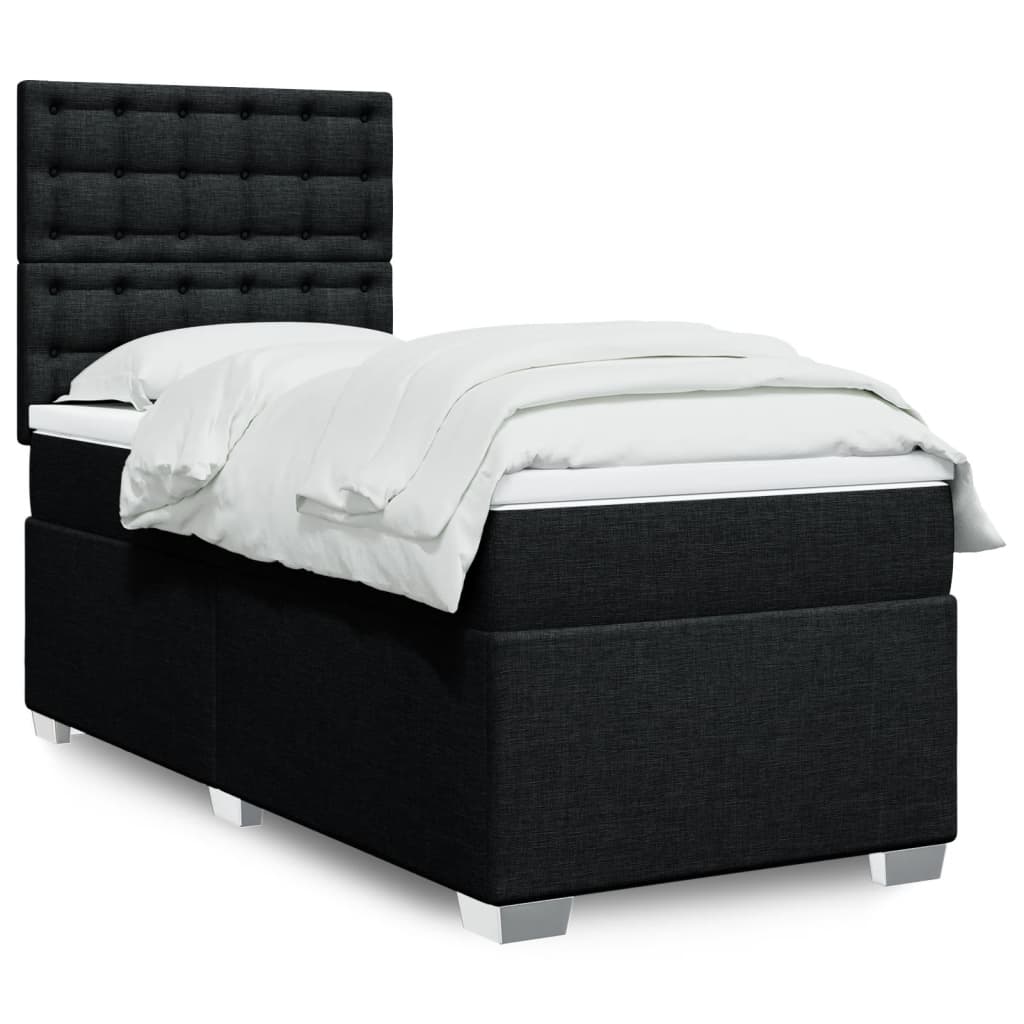 kontinentalseng med madras 90x200 cm stof sort