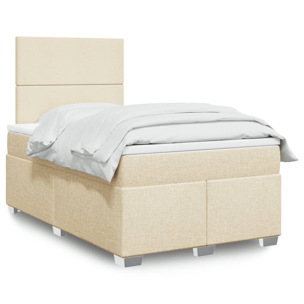 kontinentalseng med madras 120x190 cm stof cremefarvet