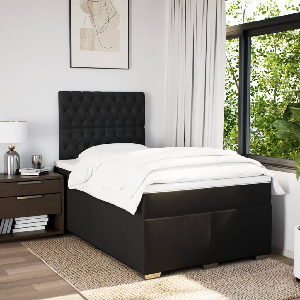 kontinentalseng med madras 120x190 cm stof sort