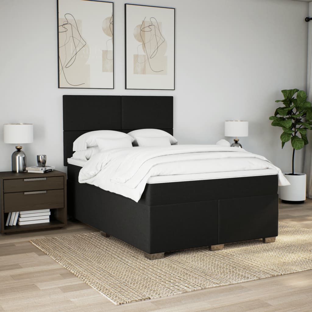kontinentalseng med madras 140x190 cm stof sort