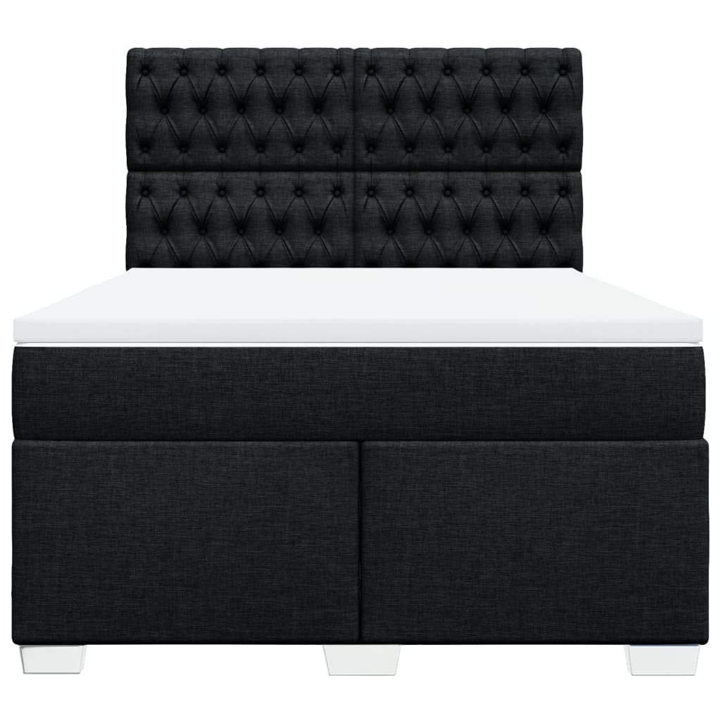 kontinentalseng med madras 140x190 cm stof sort