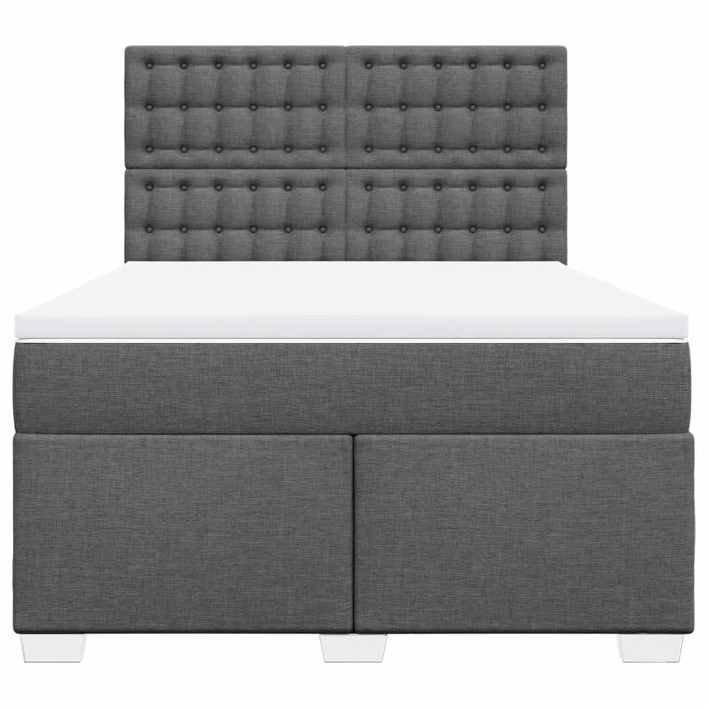 kontinentalseng med madras 140x190 cm stof mørkegrå