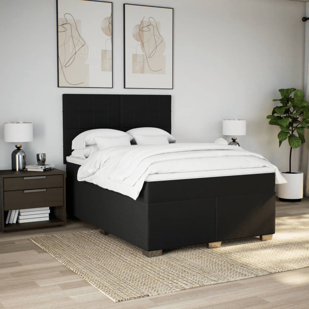 kontinentalseng med madras 160x200 cm stof sort